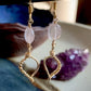 Primavera Earrings - Rose Quartz and Gold Wire Leaf with Spiral Wrap Detail