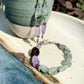 Tourmalinated Green Prehnite, Amethyst, Smoky Quartz Bracelet