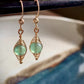 Esperanza Earrings - Green Aventurine Herringbone Gold Wire Wrapped