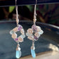 Aqua Chalcedony Drop Earrings with Pearl, Fluorite, Aquamarine Cluster Earring