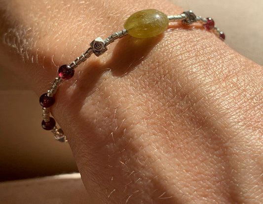 Ayja Bracelet - Green and Red Garnet