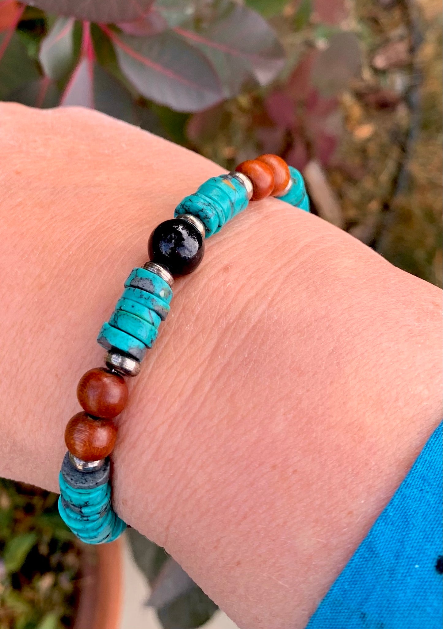 Etuna Bracelet - Onyx, Turquoise, and Teak