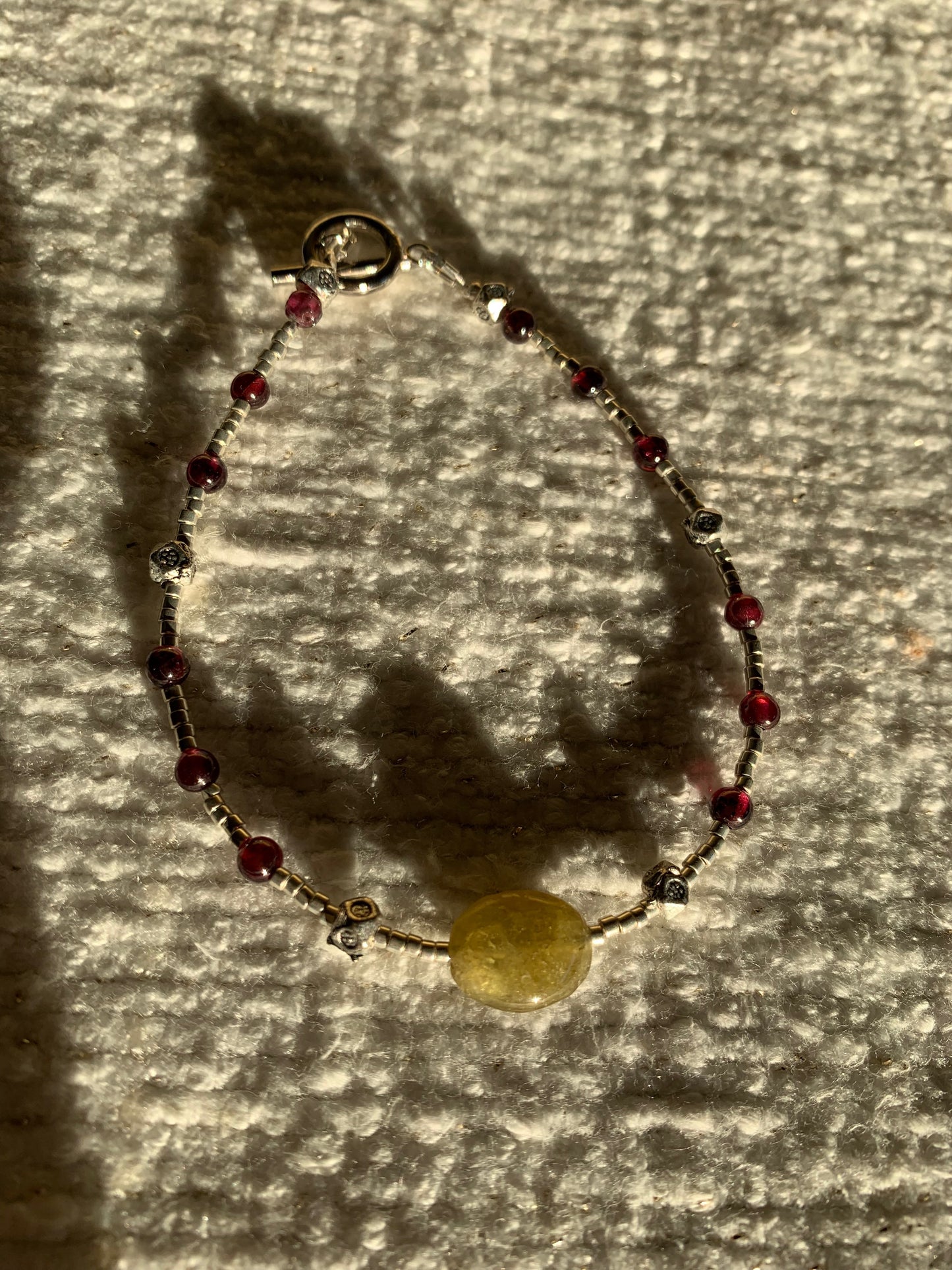 Ayja Bracelet - Green and Red Garnet