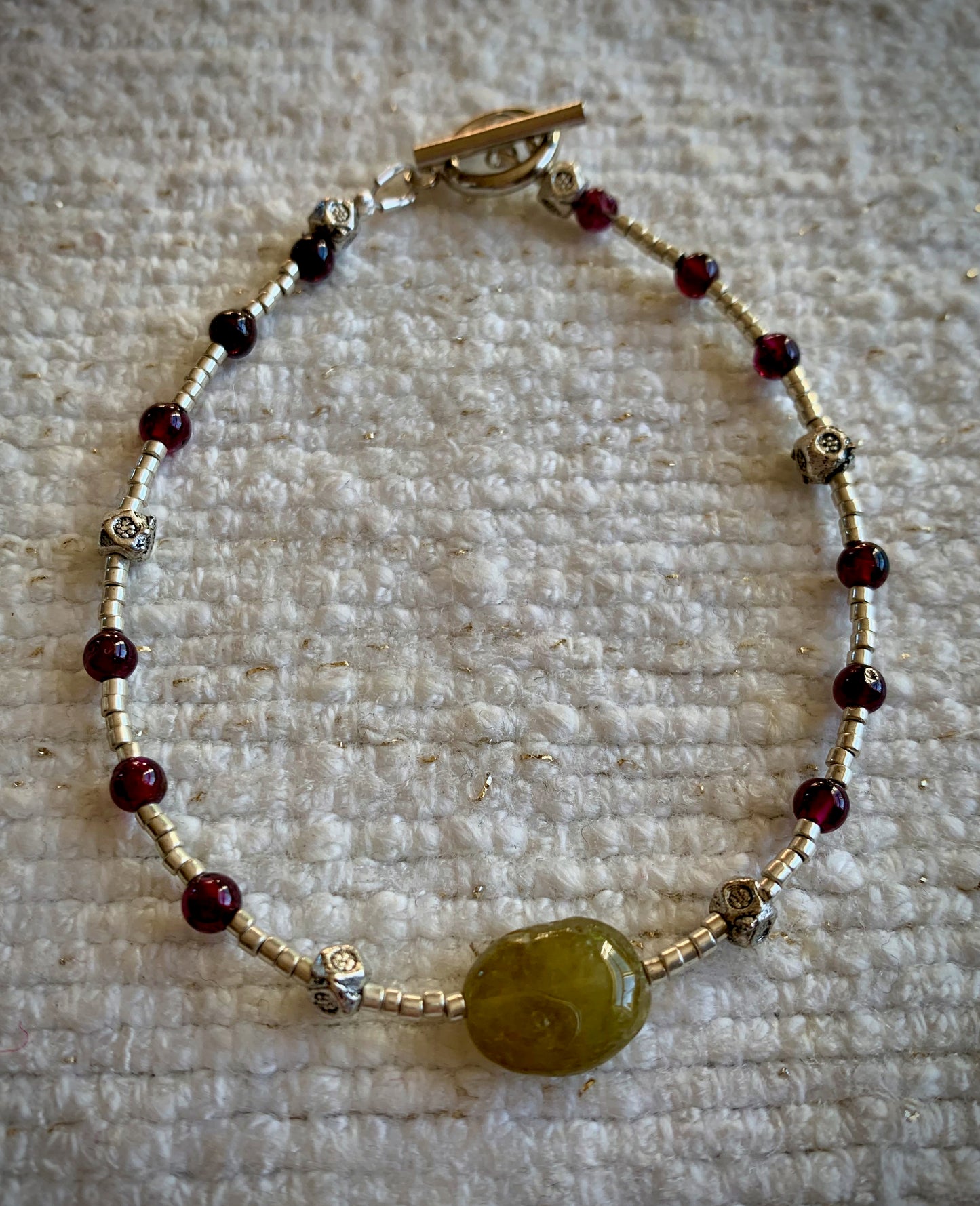 Ayja Bracelet - Green and Red Garnet