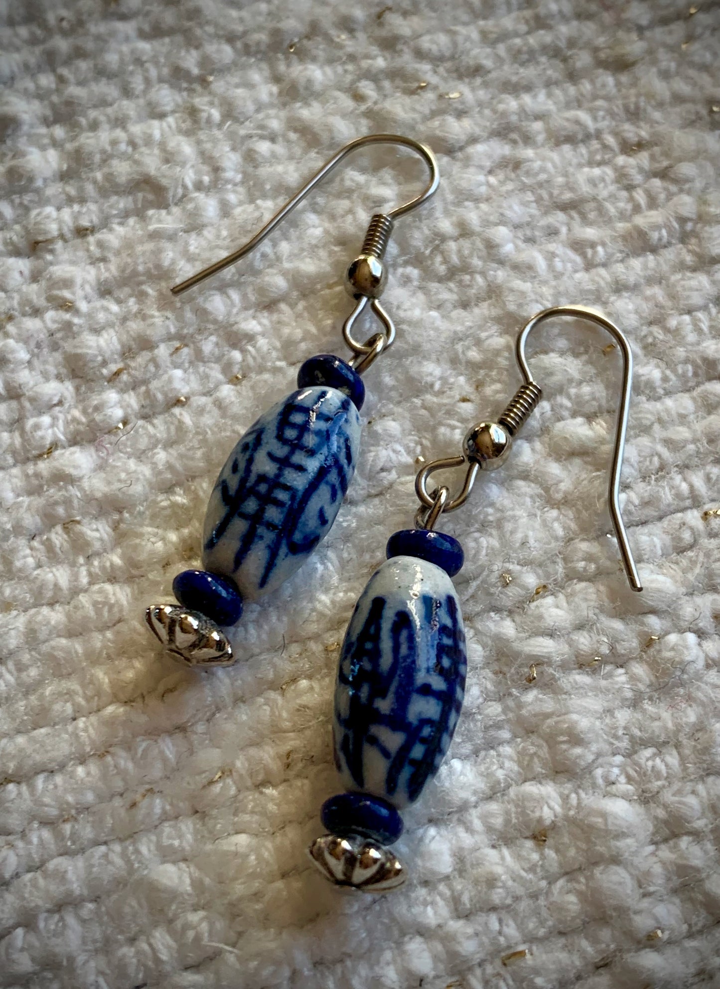 Chinese Porcelain Bead Earrings