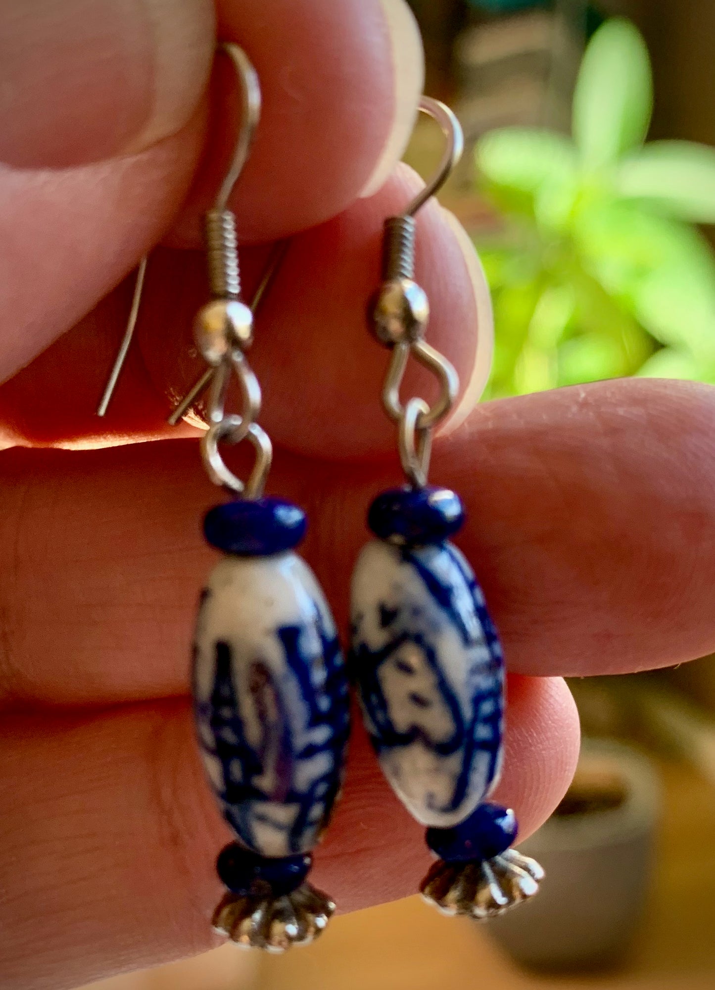 Chinese Porcelain Bead Earrings