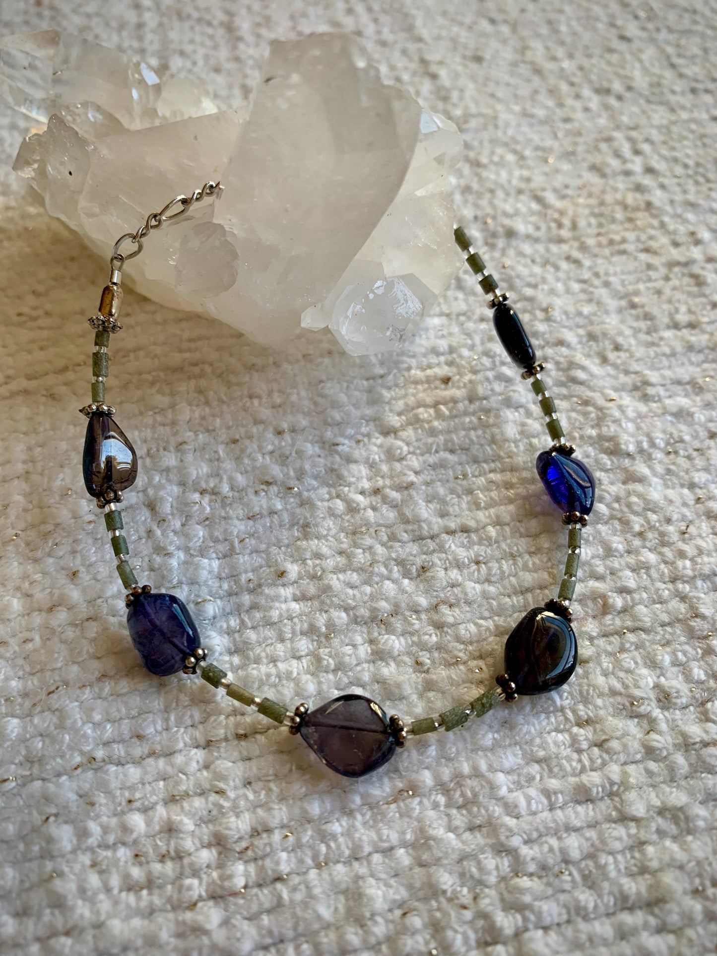 Iolite and Jade Bracelet