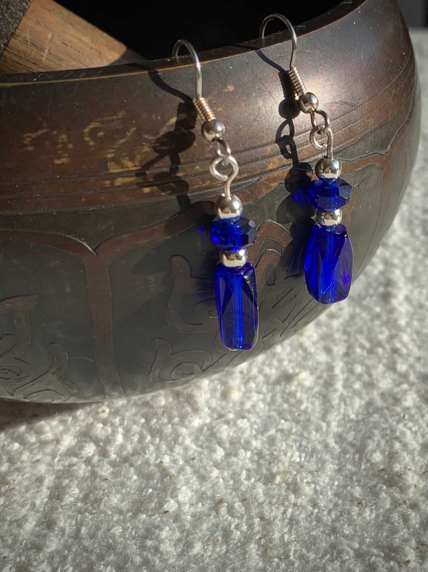 Cobalt Blue Glass Earrings