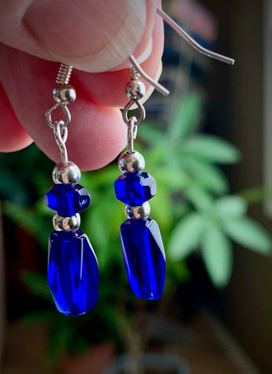 Cobalt Blue Glass Earrings