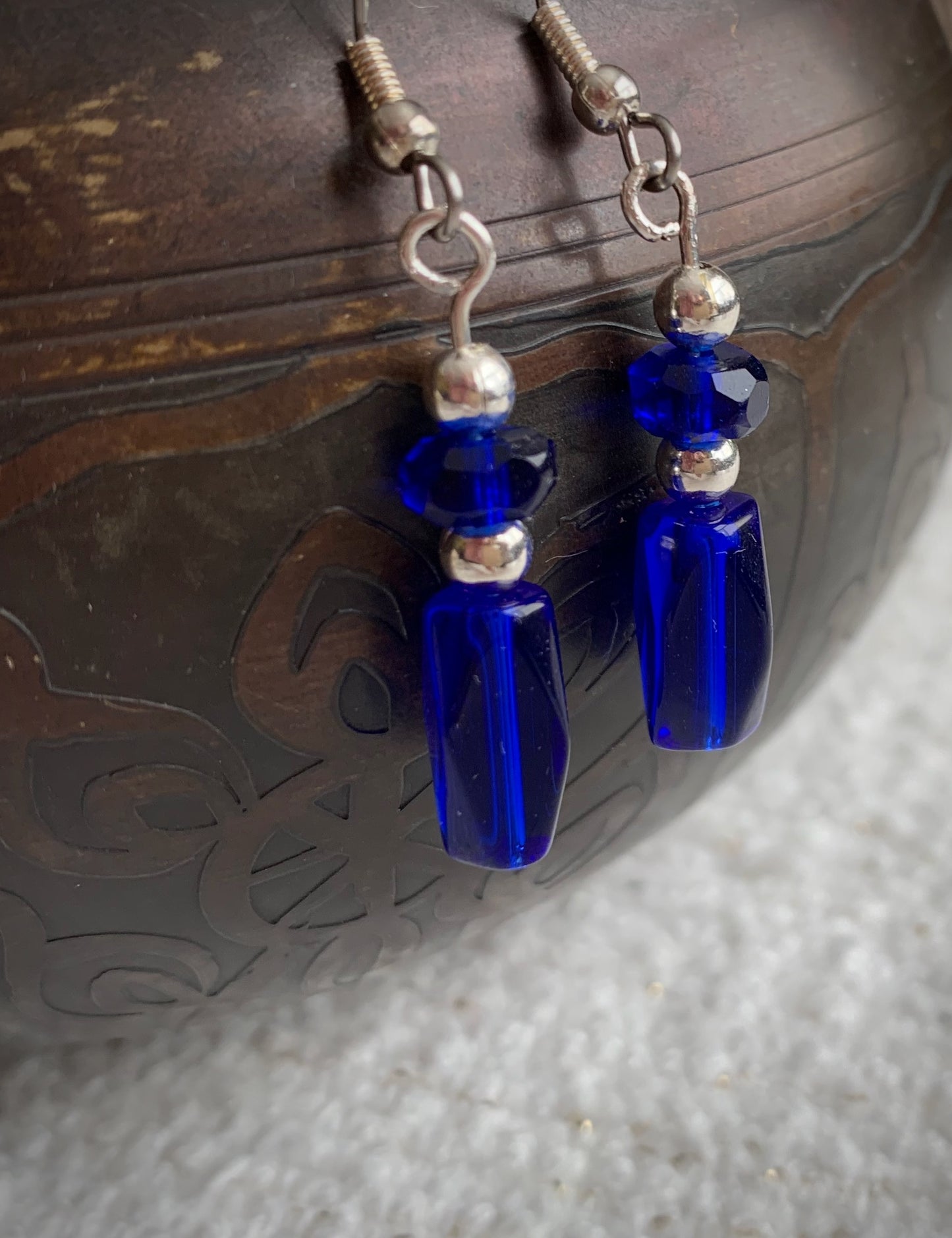 Cobalt Blue Glass Earrings