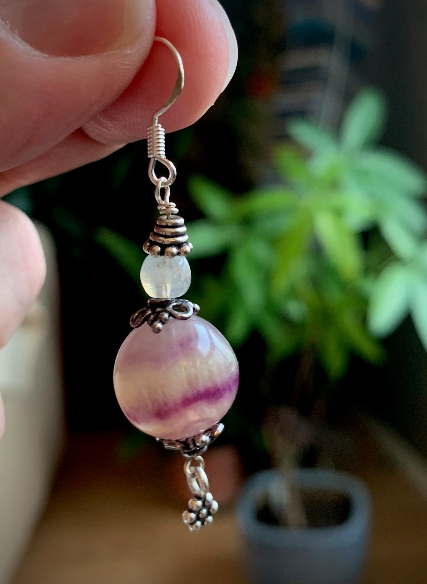 Memoria Earrings - Fluorite and Moonstone