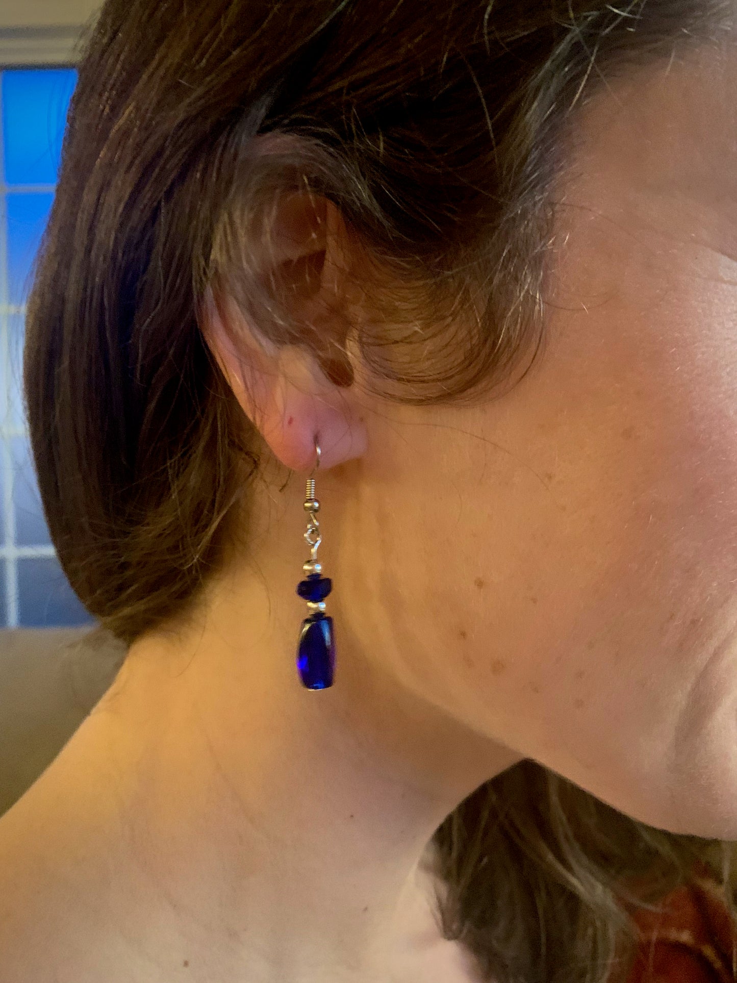 Cobalt Blue Glass Earrings