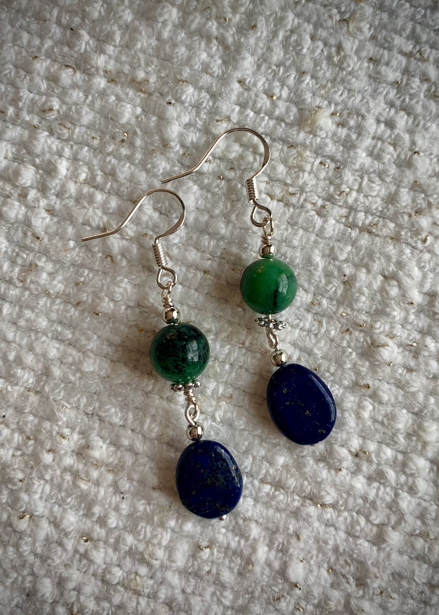 Lluvia Earrings - Ziosite and Lapis Lazuli