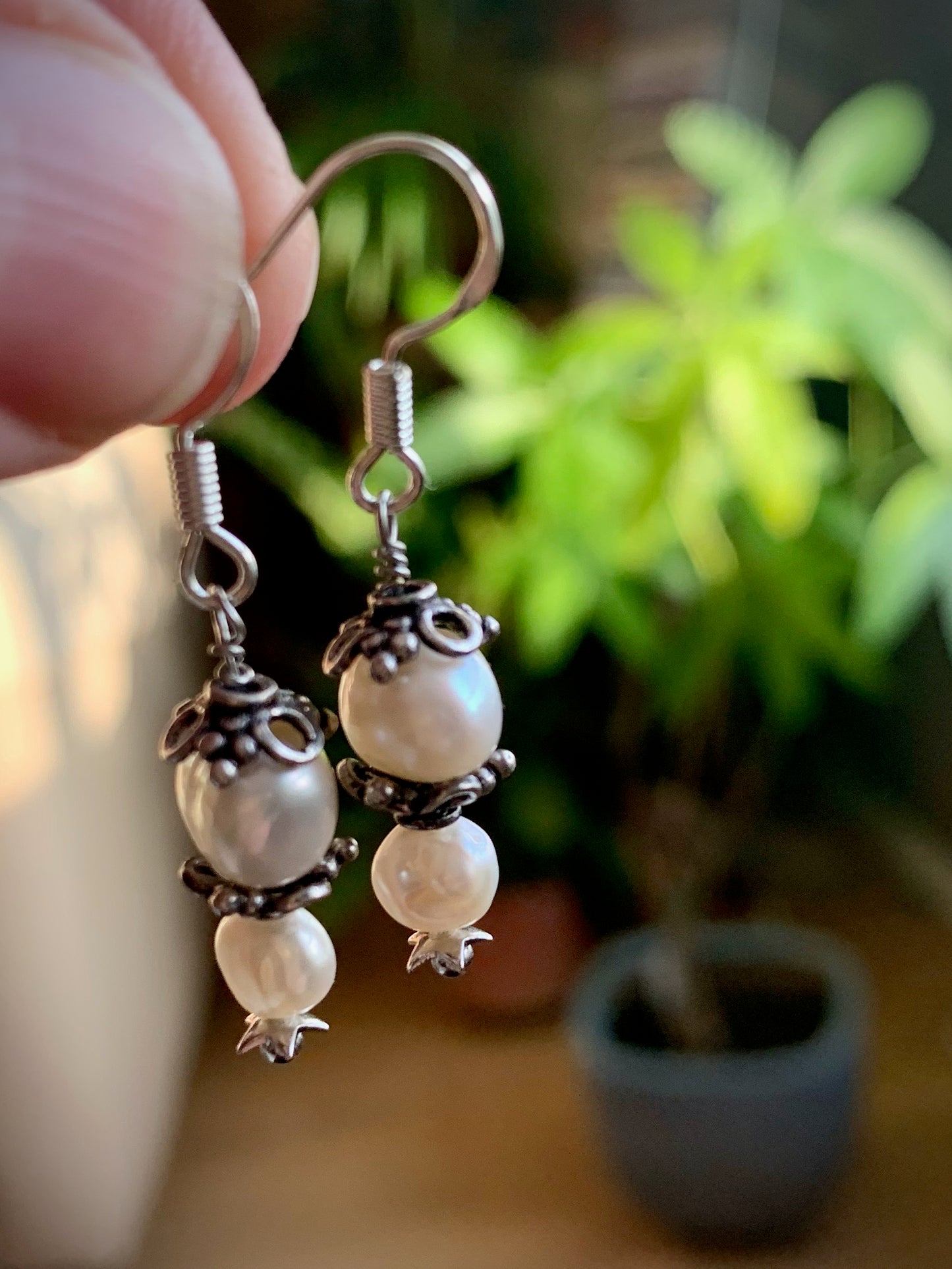 White Pearl Earrings