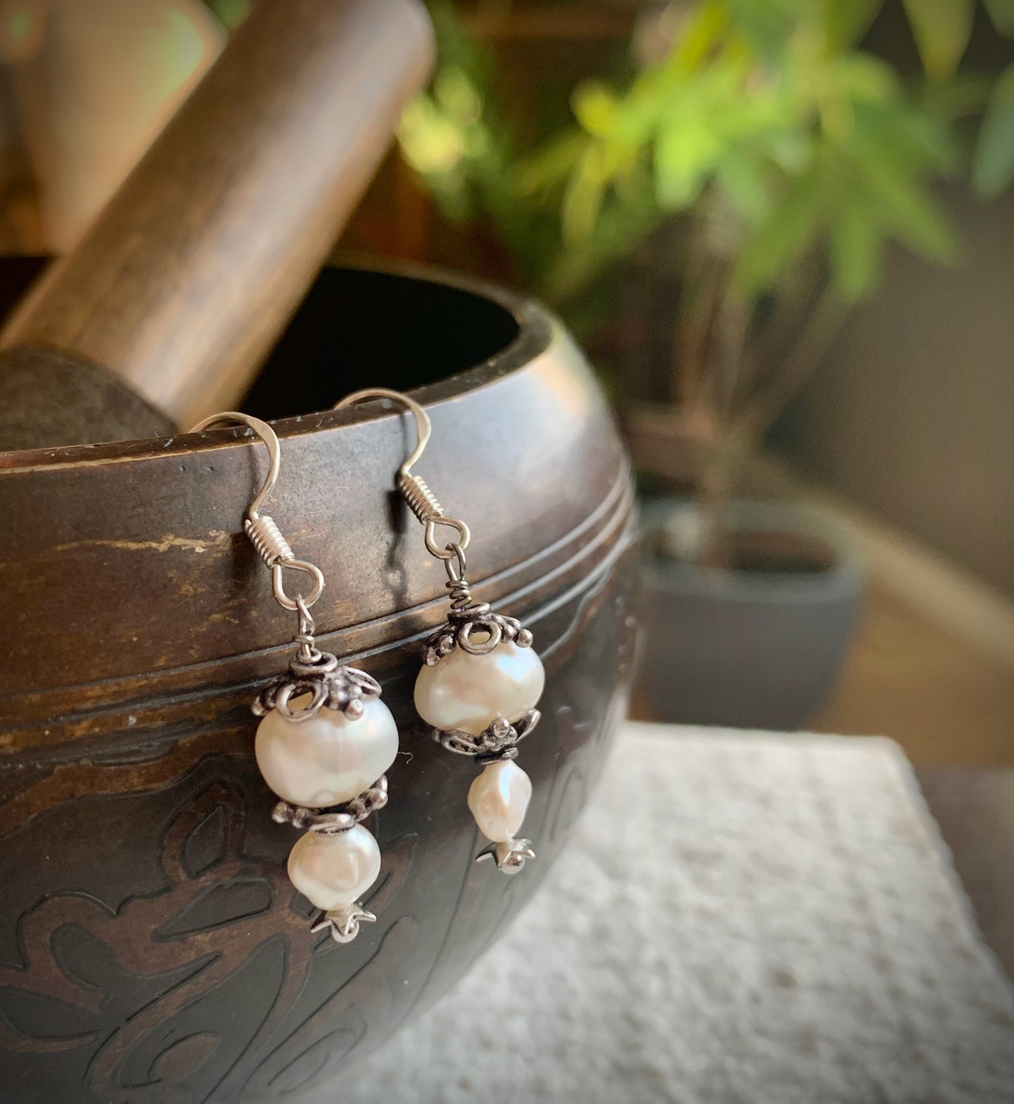 White Pearl Earrings