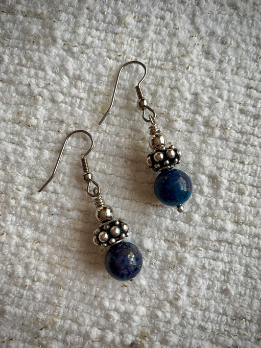 Sodalite and Tibetan Bead Earrings #1