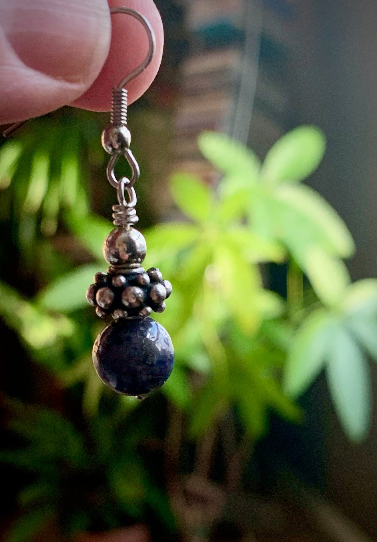 Sodalite and Tibetan Bead Earrings #1