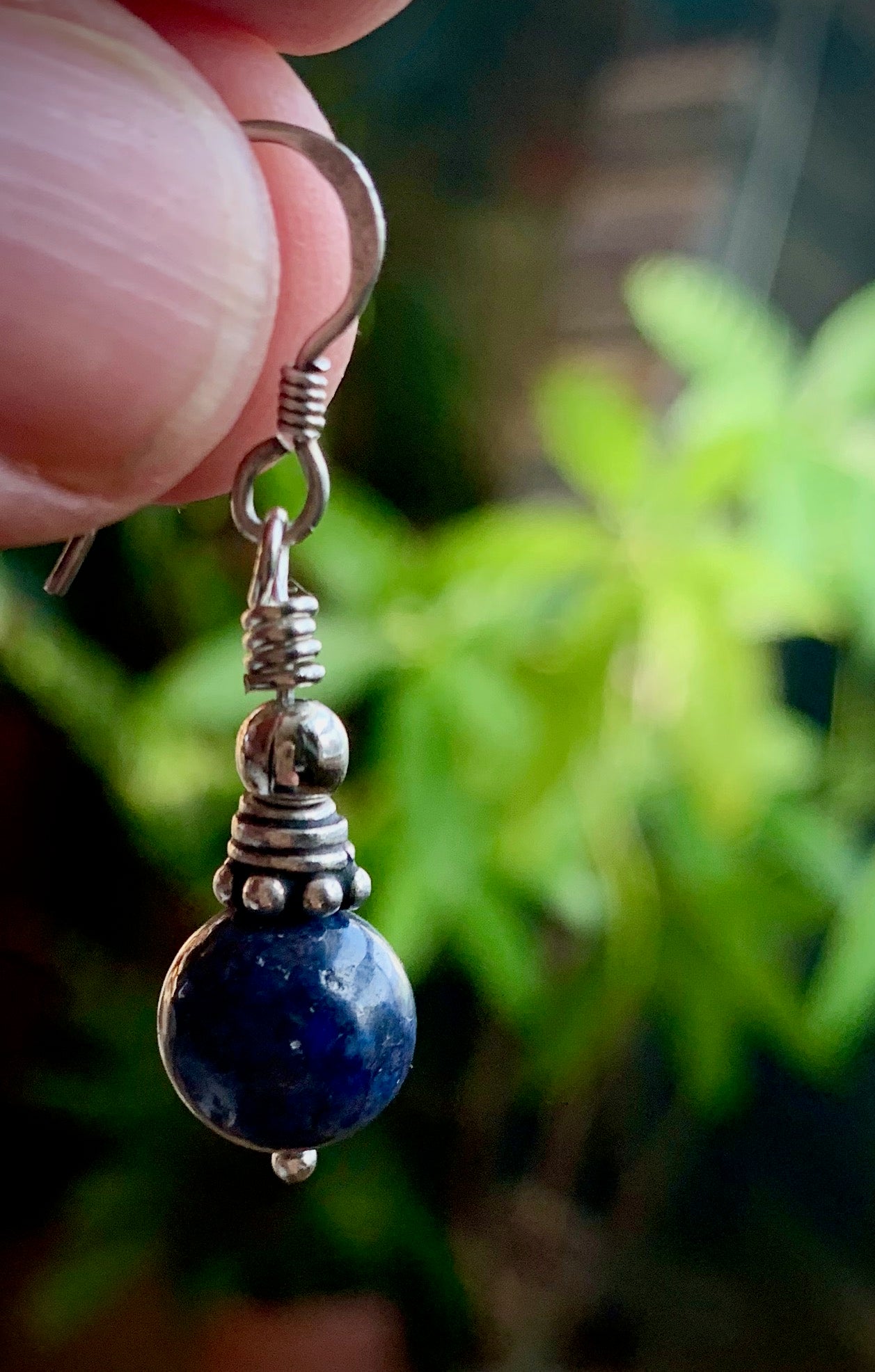 Sodalite and Tibetan Bead Earrings #3