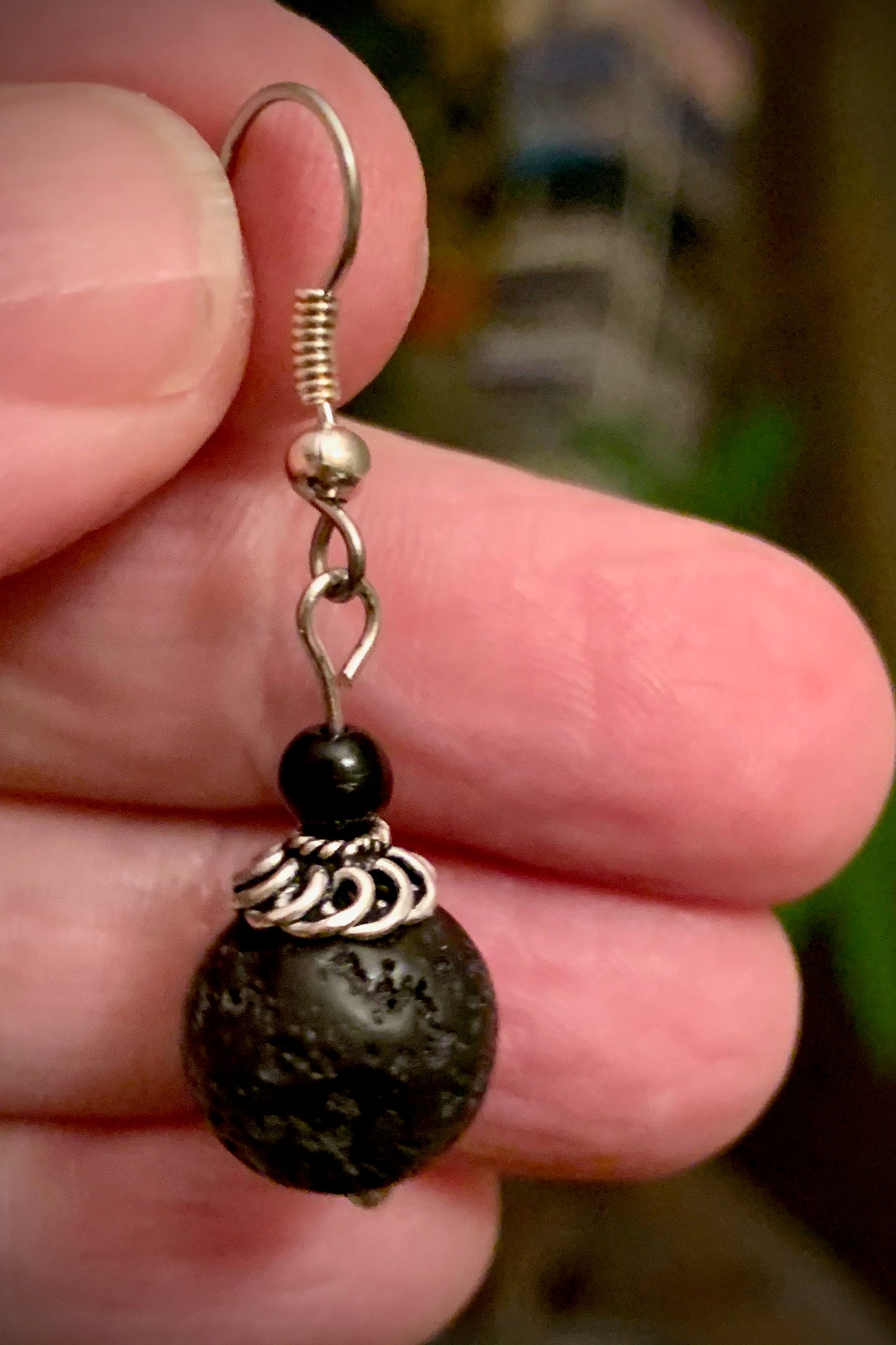 Lava Rock and Black Onyx Earrings