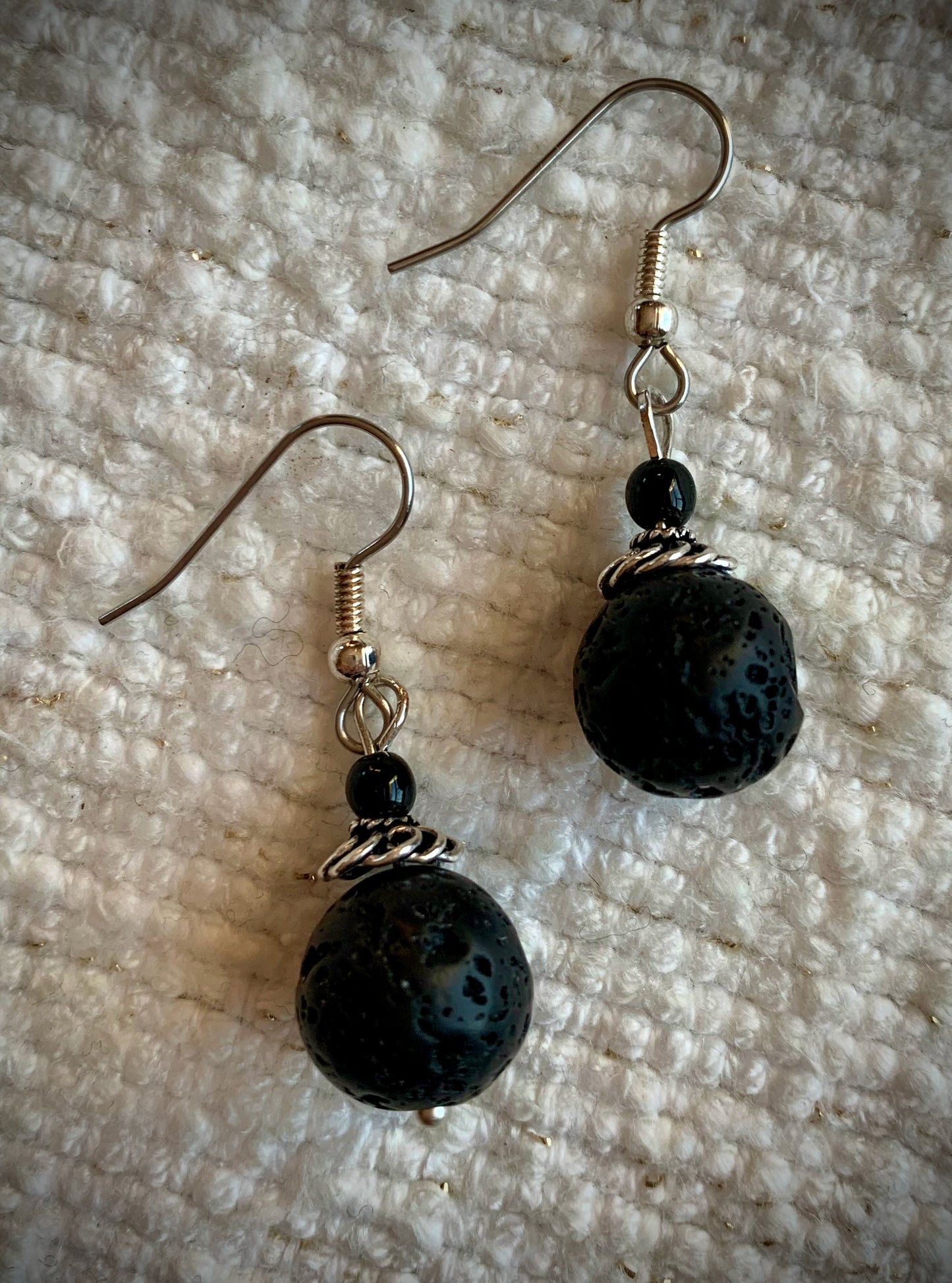 Lava Rock and Black Onyx Earrings