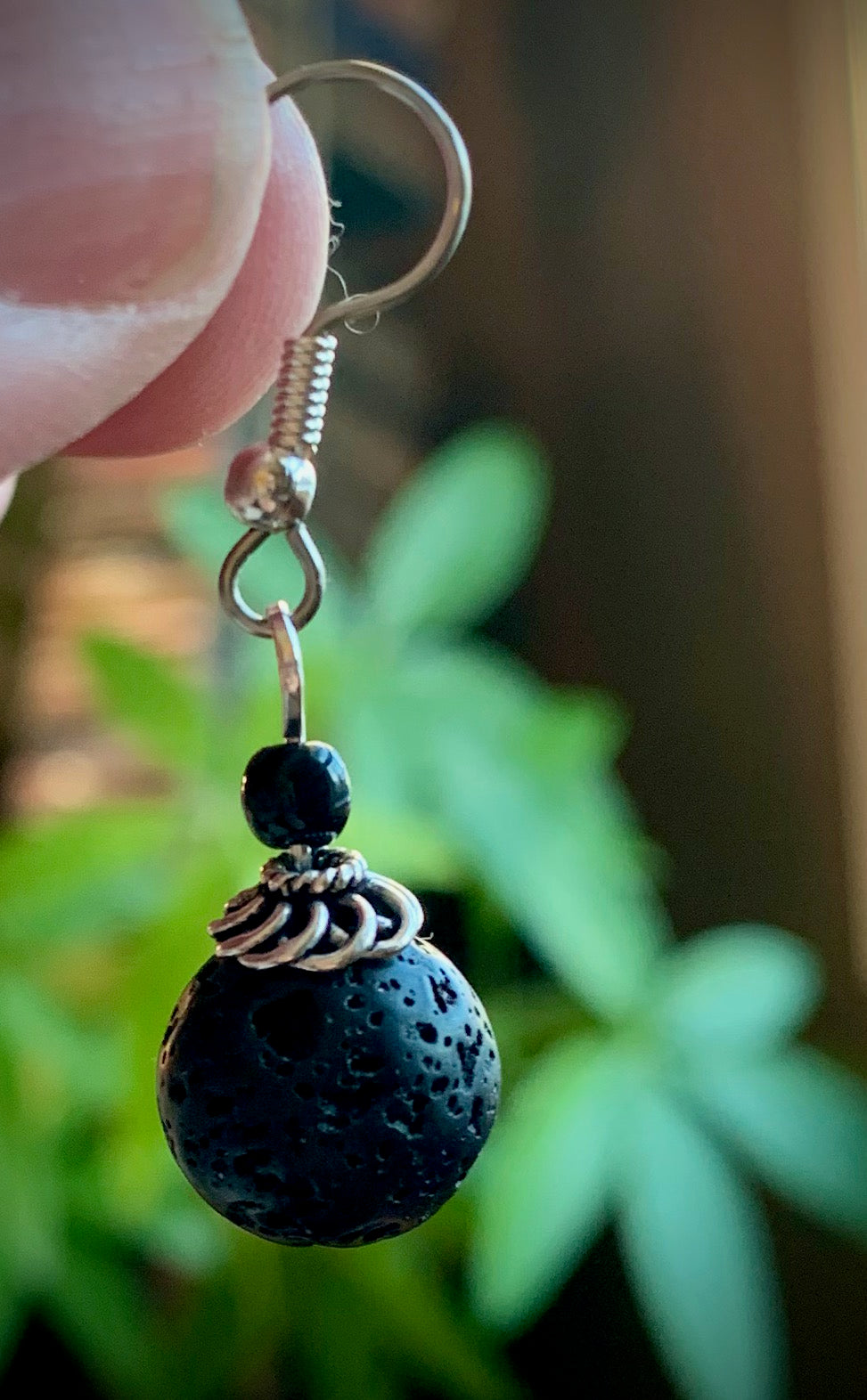 Lava Rock and Black Onyx Earrings