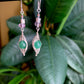 Selva Earrings - Aventurine and Amethyst Silver Herringbone Wrap