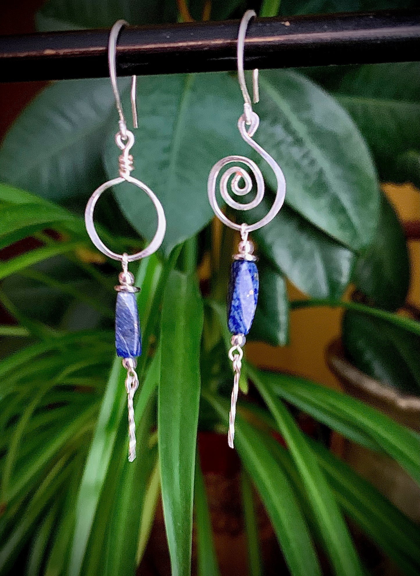 Libertad Earrings - Lapis Spiral and Circle