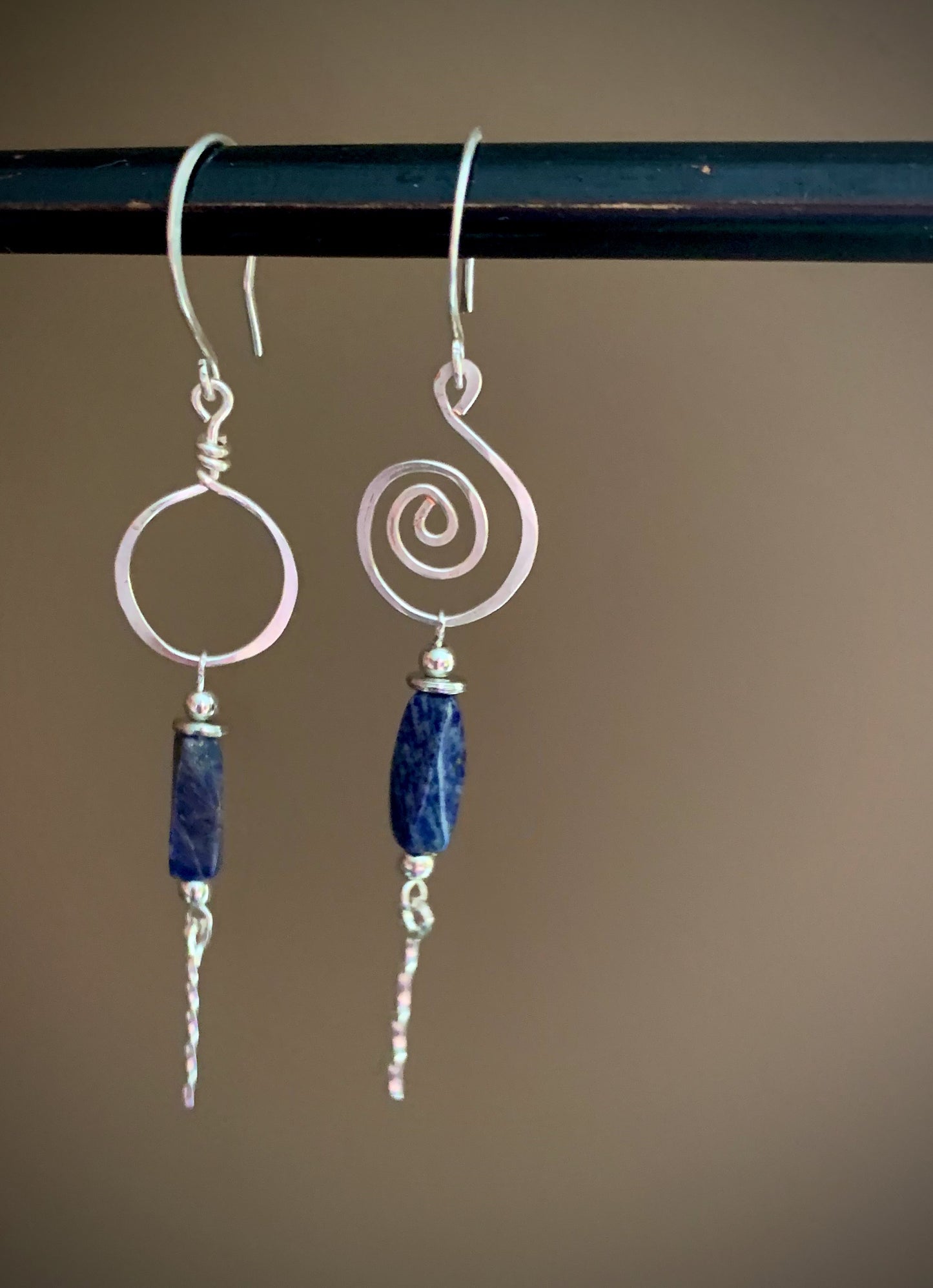 Libertad Earrings - Lapis Spiral and Circle