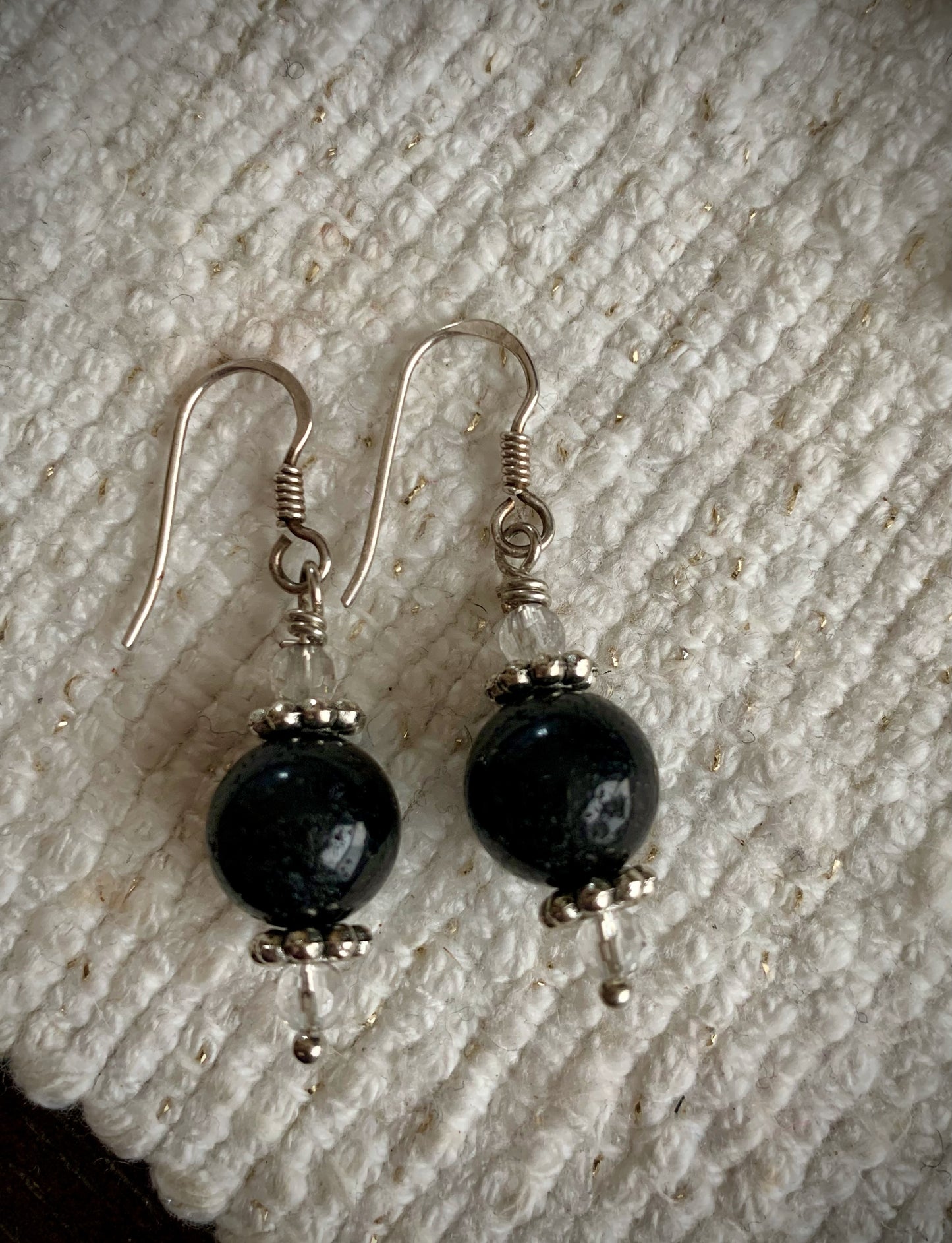 Black Onyx and Quartz Earrings