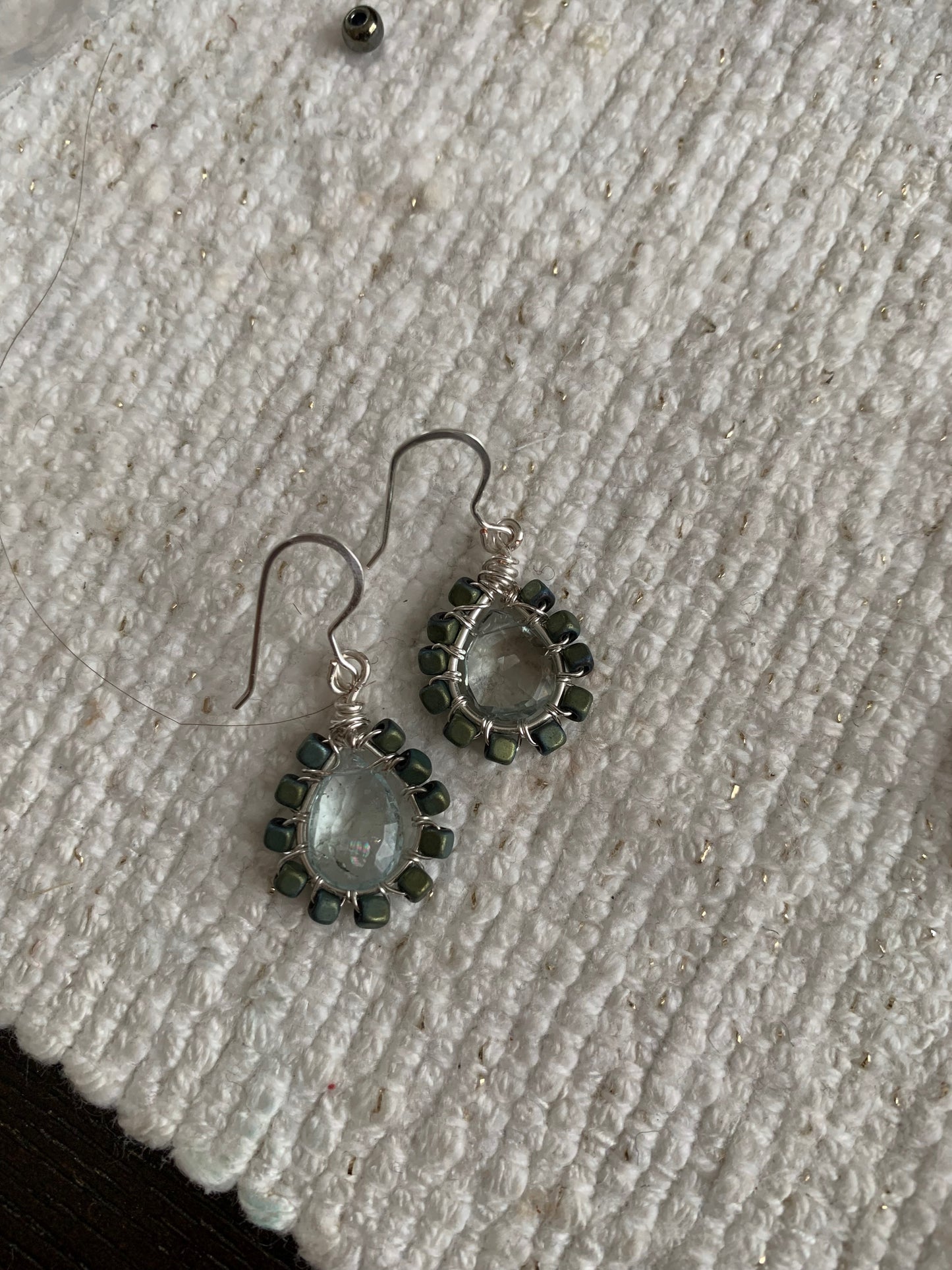 Vida Earrings - Aquamarine and Aqua Lustre Hematite Drop