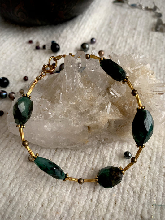 Oelia Bracelet - Faceted Green Jasper